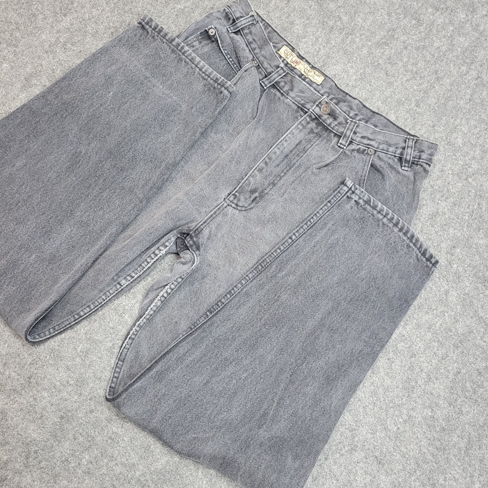 VTG Cutline Jeans Mens 36M Gray Denim‎ Y2K Grungy Streetwear Straight Heavy